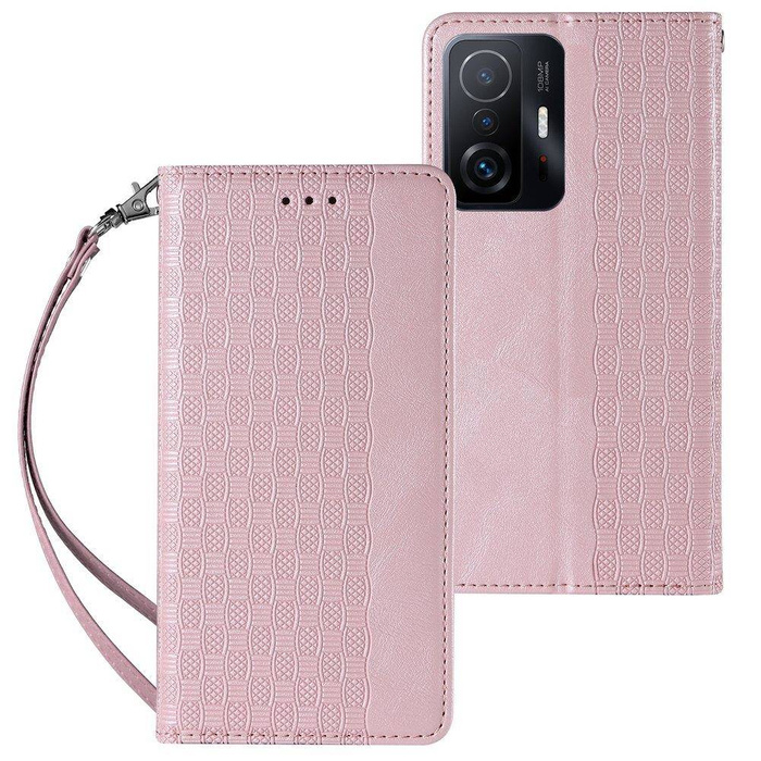 Magnet Strap Case Case pro Samsung Galaxy A12 5G Pouch Wallet + Mini Lanyard Pendant Pink