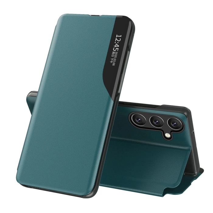 Eco Leather View Case elegante Hülle mit Klappe und Standfunktion für Samsung Galaxy A26 - Grün