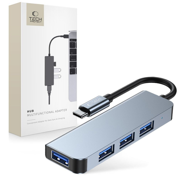 TECH-PROTECT V1-HUB ADATTATORE 4IN1 GRIGIO