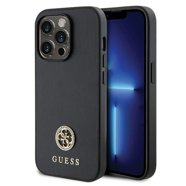 Case Guess GUHCP15LPS4DGPK iPhone 15 Pro 6.1" black/black hardcase Strass Metal Logo Case