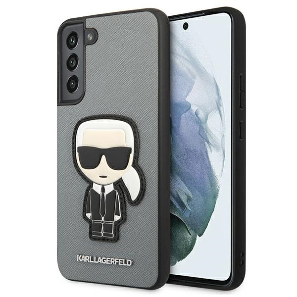 Pouzdro KARL LAGERFELD Samsung Galaxy S22 Plus Saffiano Ikonik Karl`s Patch Silver Hardcase