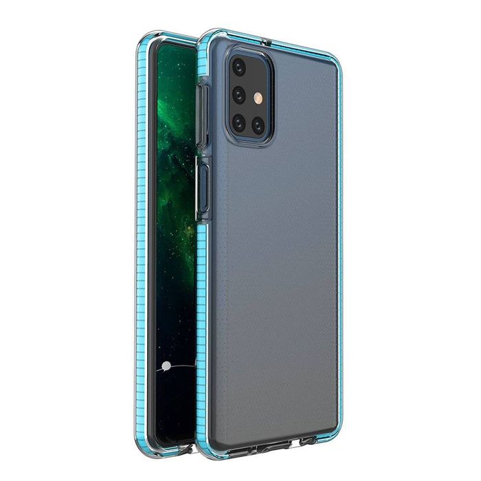 Pružinový Case gelový kryt pouzdro s barevným rámečkem pro Samsung Galaxy M51 modrý