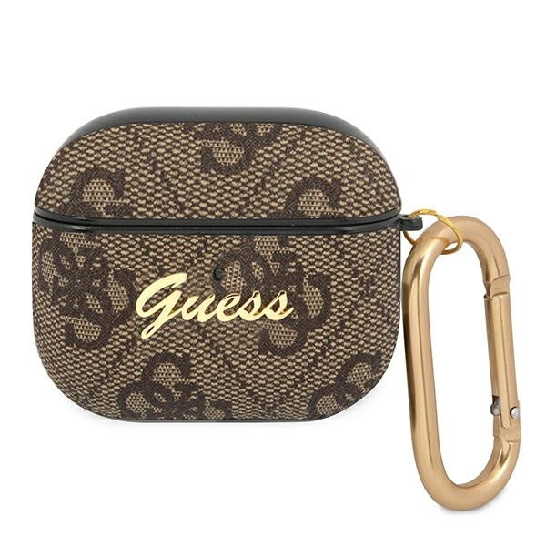 Guess GUA34GSMW Cover per AirPods 3 marrone / marrone 4G Script Metal Collection