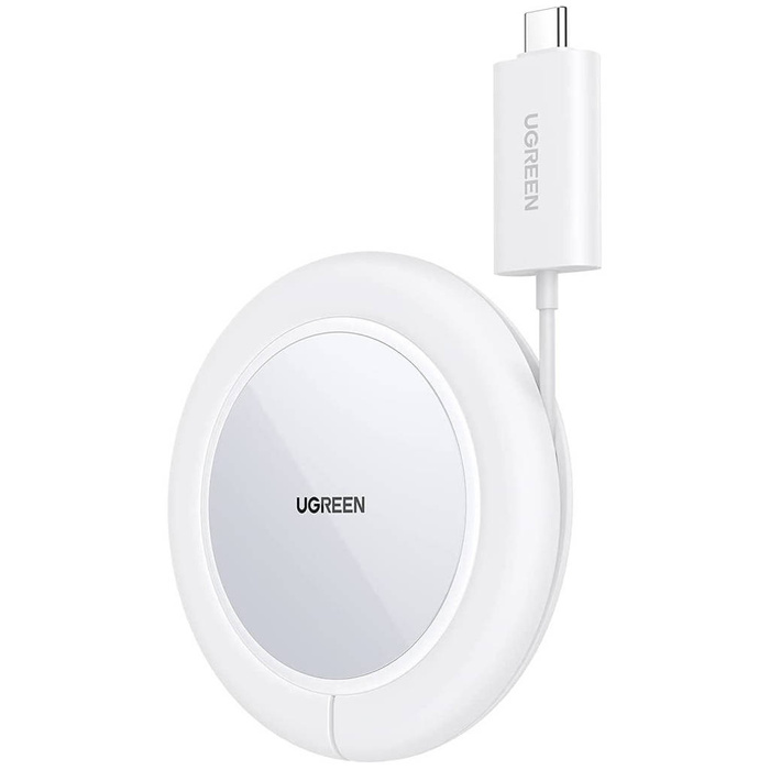 Ugreen 15W bezdrátová nabíječka Qi se silikonovým pouzdrem kompatibilní s MagSafe bílá (CD245-40123)