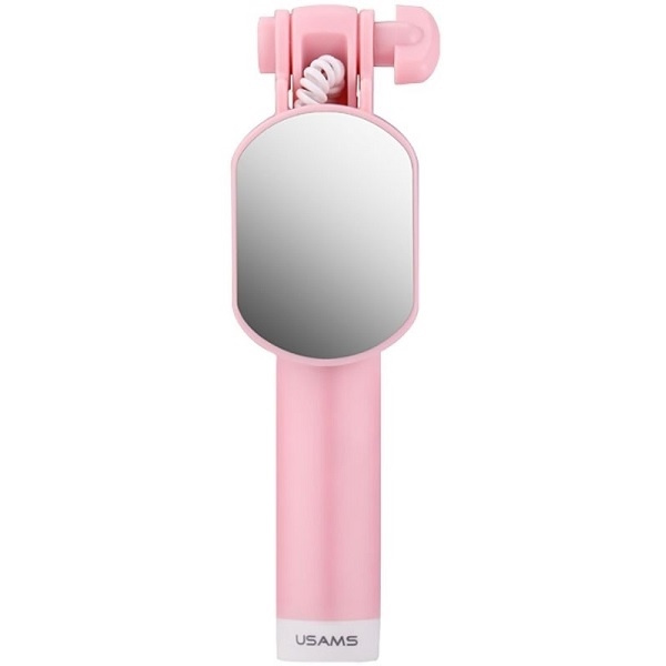 Selfie tyč USAMS Jack 3,5 mm Mini Mirror Pink