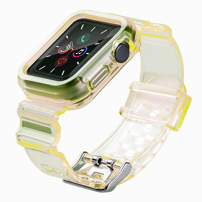 Jeu de bracelet lumineux en silicone bracelet bracelet coque pour Watch 3 42mm / Watch 2 42mm jaune