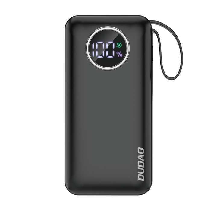 Powerbanka Dudao 10000mAh 1xUSB-A / 1xUSB-C 22,5W s vestavěným kabelem 1xLightning / 1xUSB-C černá (K15sB)