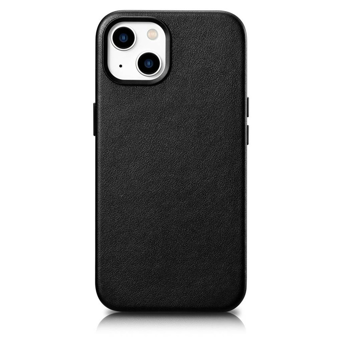 iCarer Case Kožený kryt z pravé kůže pro iPhone 14 Plus černý (kompatibilní s MagSafe)