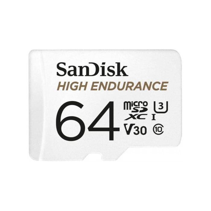 SanDisk 64GB microSDXC High Endurance V30 memory card + adapter