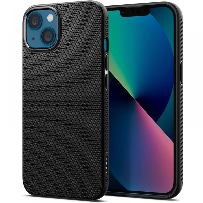 Coque iPhone 13 Spigen Liquid Air MATTE Noir Case + Verre trempé Couverture complète Spigen