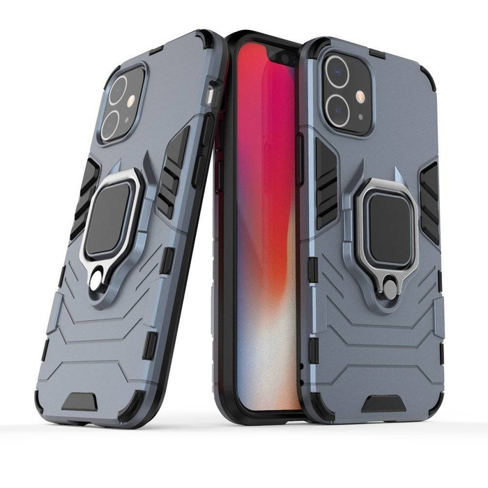 Kroužek Armor pancéřovaný hybridní pouzdro kryt + magnetic držák iPhone 12 mini modrý