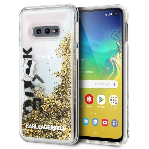 Coque KARL LAGERFELD Étui pailleté noir et or pour Samsung Galaxy S10e