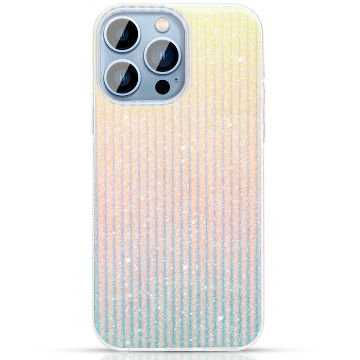 Kingxbar Travel Series Luxury Elegant Case für iPhone 13 Pro Blau / Orange (Wolken)