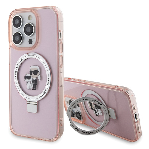 Case Karl Lagerfeld KLHMP15XHMRSKCP iPhone 15 Pro Max 6.7" pink/pink hardcase Ring Stand Karl&amp;Choupettte MagSafe Case