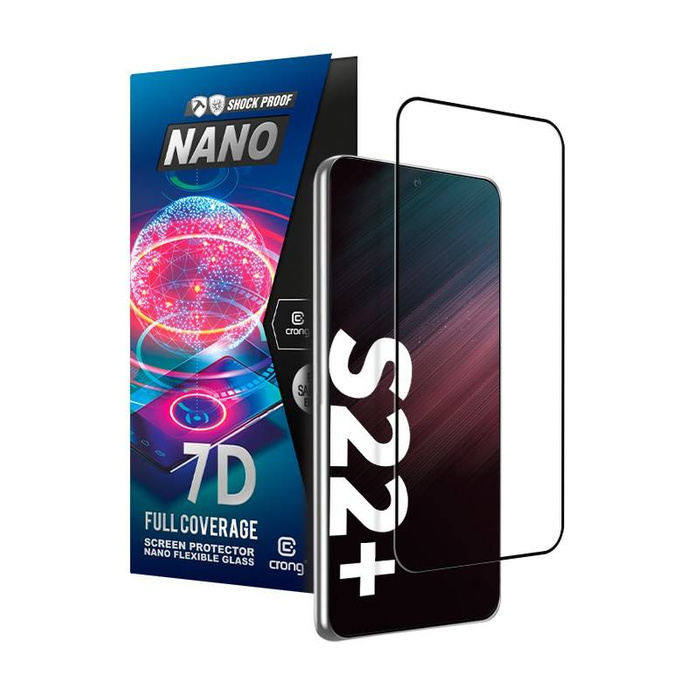 Crong 7D Nano Flexible Glass - 9H hybridní Sklo na celou obrazovku Samsung Galaxy S22+