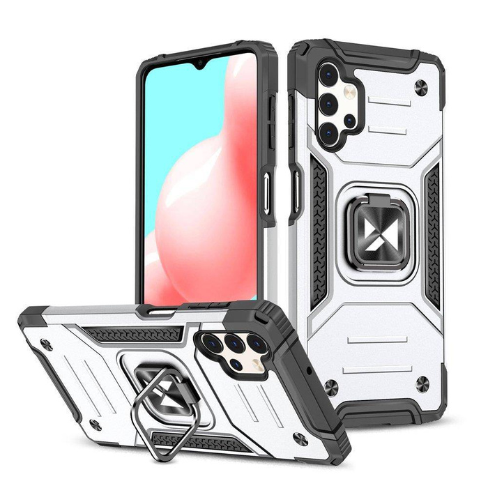 Wozinsky Ring Armor hybride blindé coque housse + magnetic support Samsung Galaxy A73 silver