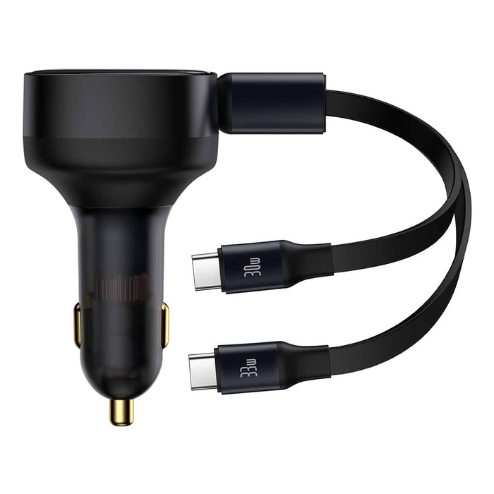 Autonabíječka 2v1 33W 2x USB C (samec) Baseus Enjoyment - černá