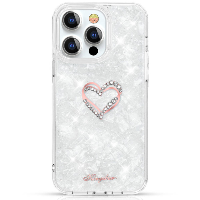 Coque Kingxbar Epoxy Series avec cristaux Swarovski originaux iPhone 13 Pro blanc