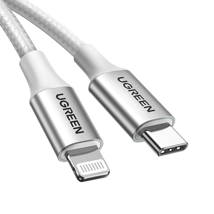 Ugreen kabel Kabel USB typu C - Lightning MFI 1 m 3 A 36 W stříbrný (70523)