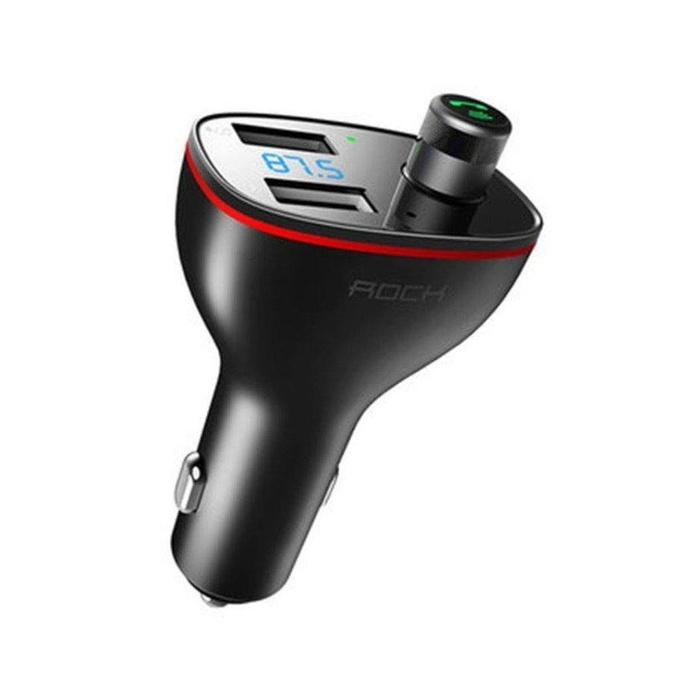 ROCK B300 2-PORT USB CHARGER CAR Charger + FM TRANSMITTER BLACK BLACK