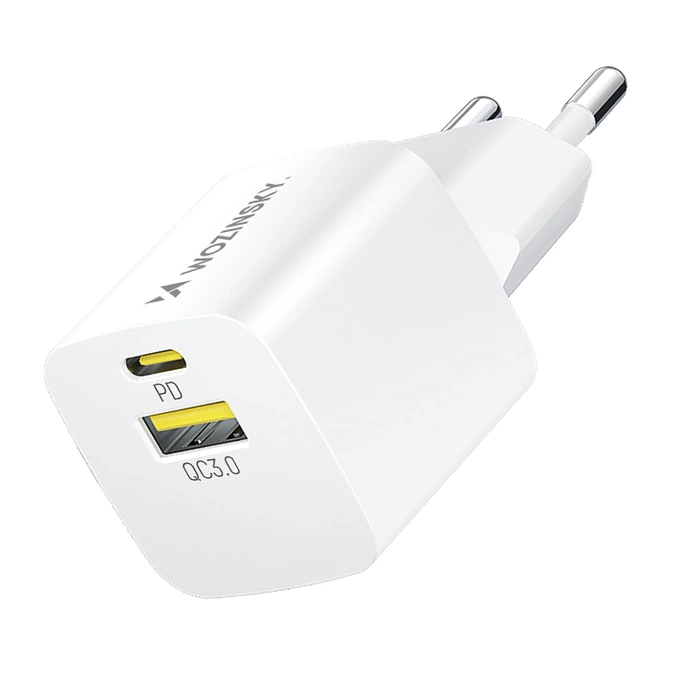 Wozinsky WWCEAC GaN USB-A USB-C 33W nástěnná nabíječka - bílá