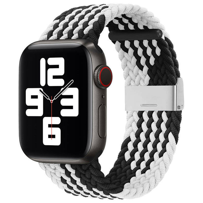 Strap Fabric Watch Band 7/6 / SE / 5/4/3/2 (45mm / 44mm / 42mm) Braided Fabric Strap Watch Bracelet Black and White