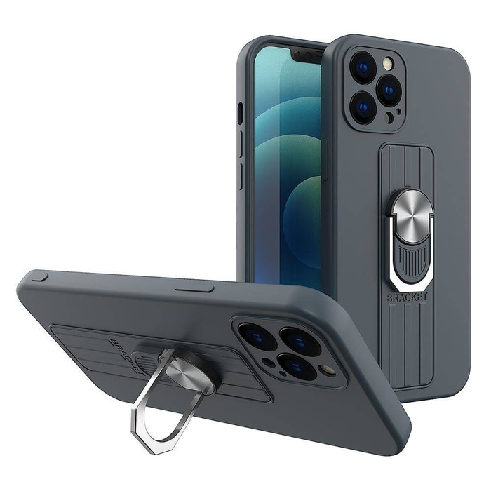 Pouzdro Prsten Case silikonový pouzdro s držákem prstem a stojánkem pro Samsung Galaxy A73 modrý Case