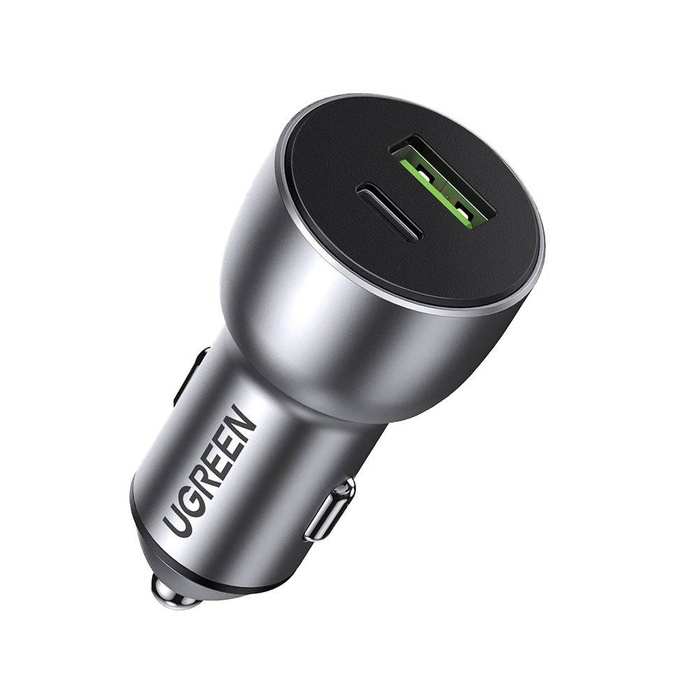 Ugreen fast car charger USB / USB Typ C Quick Charge 3.0 Power Delivery 36 W 3 A gray (CD213 60980)