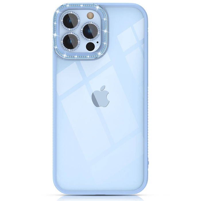 Kingxbar Sparkle Series coque iPhone 13 Pro avec cristaux coque arrière bleu