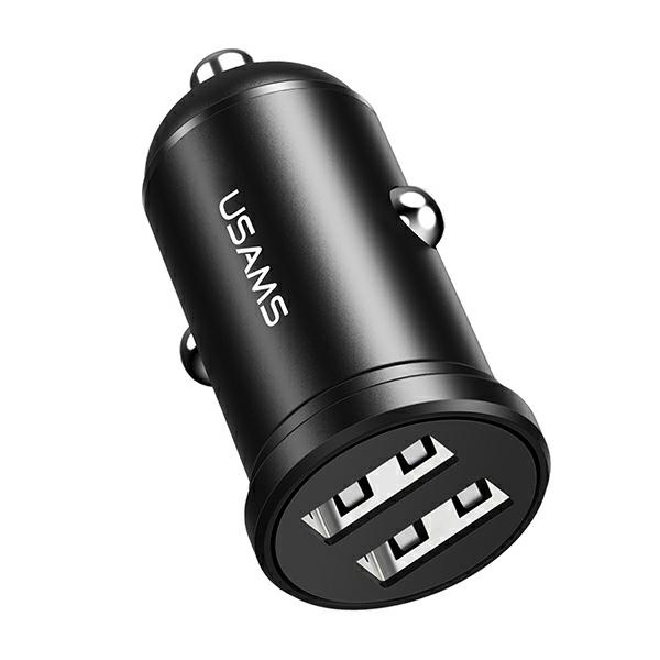 USAMS Autoladegerät 2xUSB 2.4A Mini Schwarz