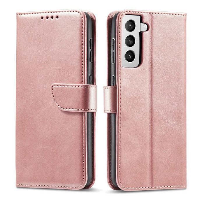 Magnet Case elegante Tasche hülle Hülle mit Klappe und Standfunktion Samsung Galaxy S21 FE rosa