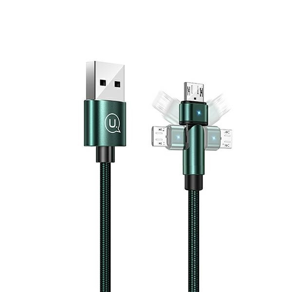 Kabel Opletený USAMS USB MicroUSB U60 Rotary 2A 1m zelený