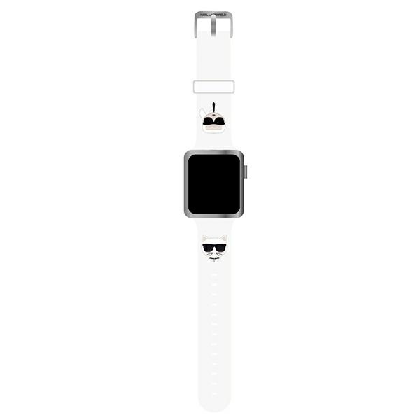 Karl Lagerfeld KLAWMSLCKW Řemínek Apple Watch 38/40 / 41 mm bílý / bílý řemínek Silikonové hlavy Karl &amp; Choupette