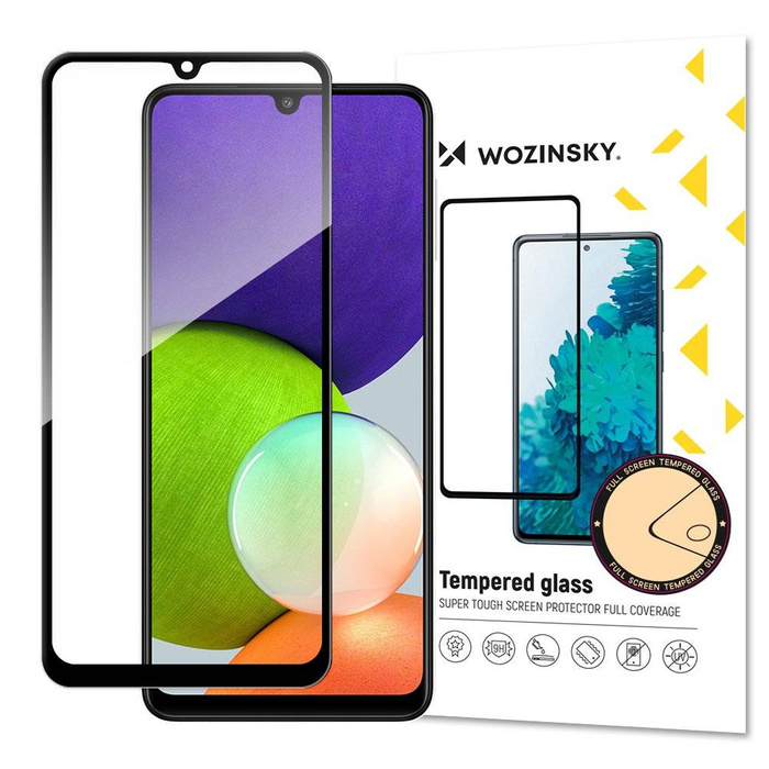 Wozinsky Super Tough Full Glue Trempé Verre Plein Écran Avec Frame Case Friendly Samsung Galaxy A22 4G Noir