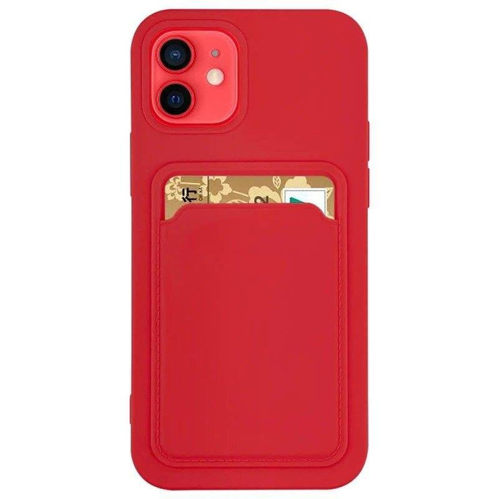 Card Case silikonový pouzdro peněženka s kapsou na karty a doklady pro Samsung Galaxy S21 Ultra 5G red