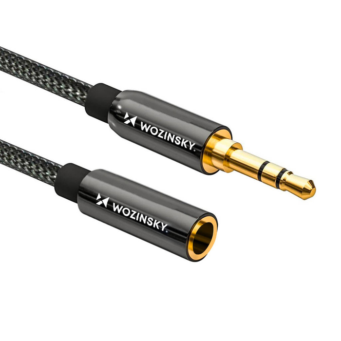 Wozinsky cable alargador mini jack (hembra-macho) alargador AUX 5 m negro