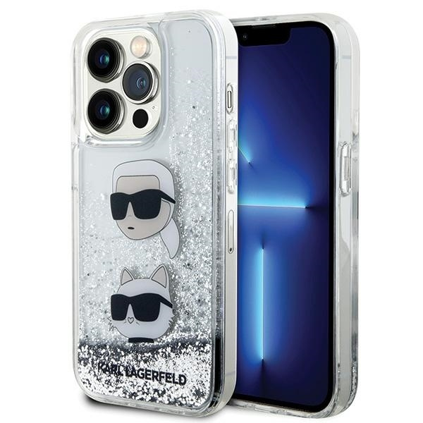 Karl Lagerfeld KLHCP14LLDHKCNS iPhone 14 Pro 6.1" silver/silver hardcase Liquid Glitter Karl &amp; Choupette Heads