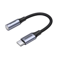 Ugreen AV161 Adapter für Kopfhörer Miniklinke 3,5 mm (weiblich) / USB-C (männlich) 10 cm – Grau