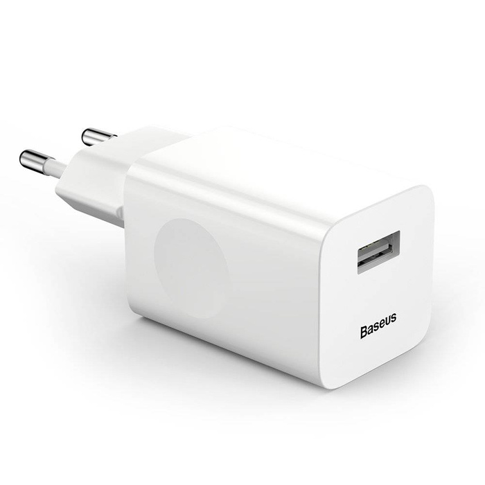 Baseus Charging Quick Charger Adattatore di alimentazione Adattatore UE USB Quick Charge 3.0 QC 3.0 bianco (CCALL-BX02)