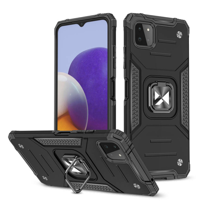 Wozinsky Ring Armor Tough Hybrid Case Cover + Magnethalterung für Samsung Galaxy A22 5G schwarz