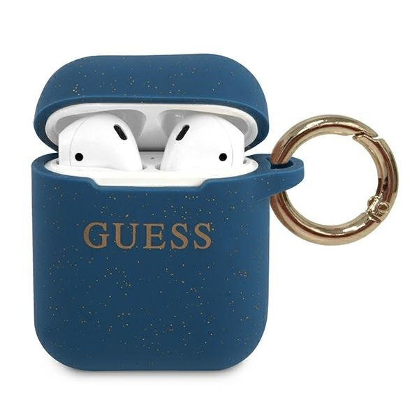 GUESS Apple AirPods Silikon Glitter Blau Hülle