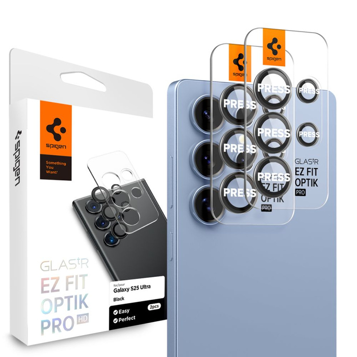 CAMERA PROTECTOR Spigen OPTIK PRO HD GLAS.TR "EZ FIT" CAMERA PROTECTOR 2-PACK GALAXY S25 ULTRA BLACK