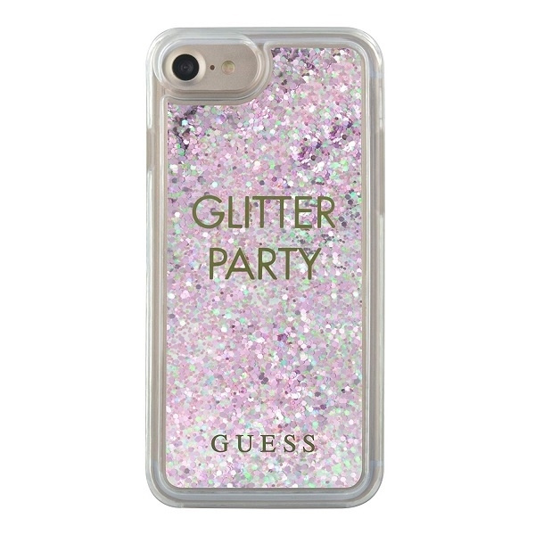 Pouzdro guess Apple iPhone 6 7 8 SE 2020 purple/purple hard case Liquid Glitter Party GUHCP7GLUQPU