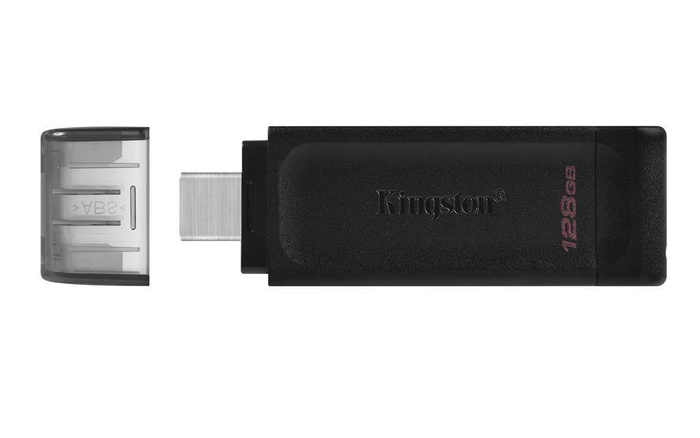 Unidad flash USB-C de Kingston de 128 GB DT70 negra