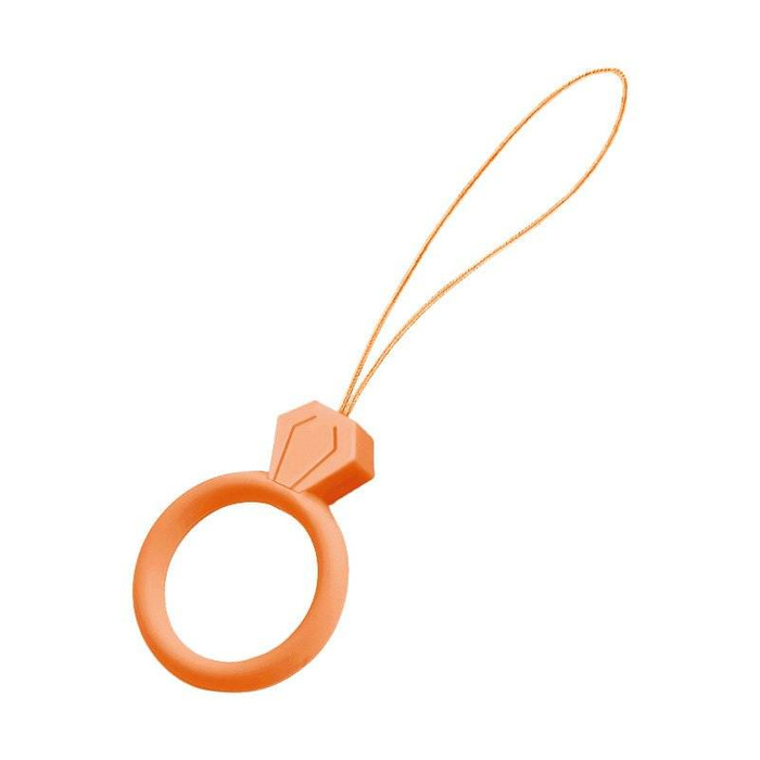 Lanière en silicone pour téléphone pendentif diamant bague doigt orange