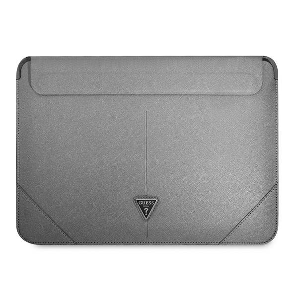 Pouzdro GUESS Laptop 13 14 Sleeve Saffiano Triangle Logo Silver Case