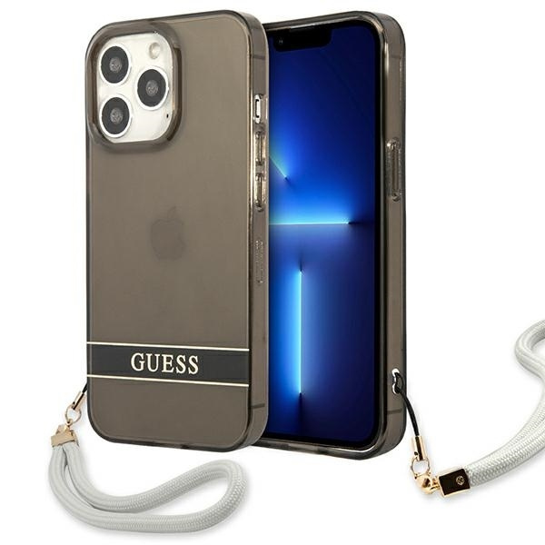 Case GUESS Apple iPhone 13 13 Pro Translucent Stap Black Hardcase