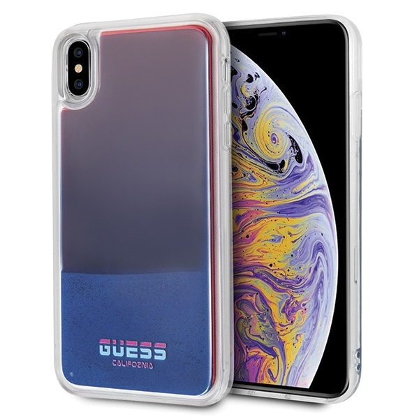 Pouzdro GUESS Apple iPhone Xs Max California Glow In The Dark Blue Hardcase