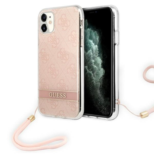 Case GUESS Apple iPhone 11 4G Print Strap Pink Hardcase