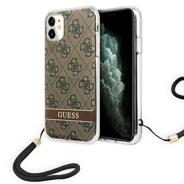 Case GUESS Apple iPhone 11 4G Print Strap Brown Hardcase